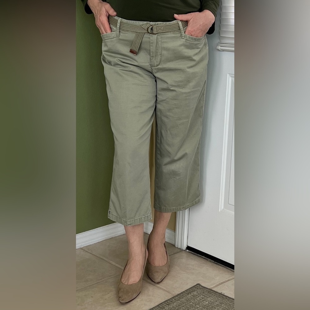 LRL Lauren Jeans company midcalf trouser olive sz 10